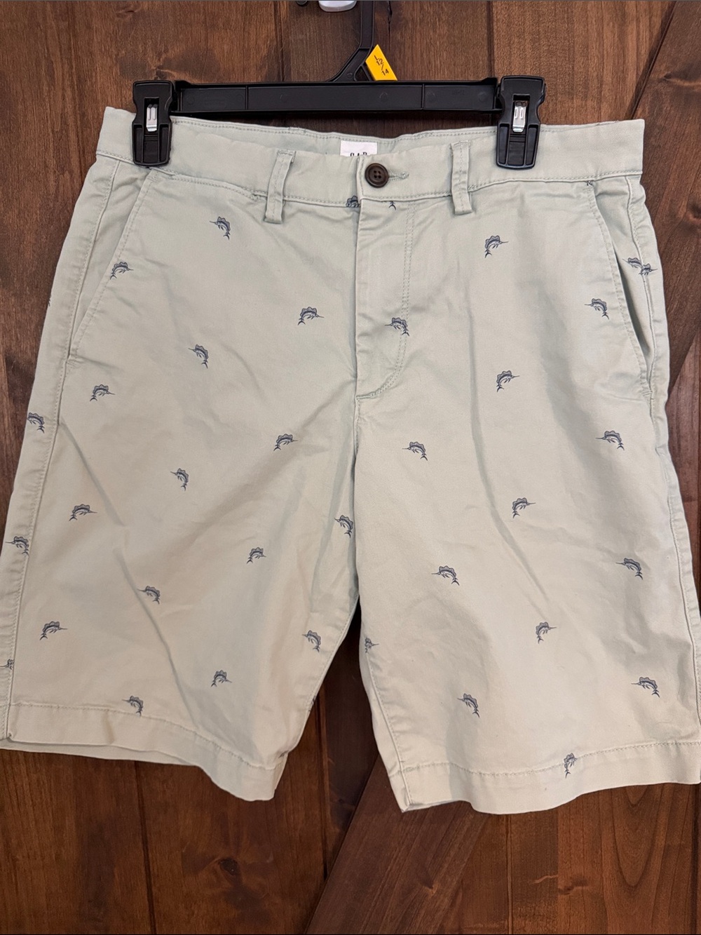 GAP Light Sage Embroidered Dolphin Flat-Front Shorts